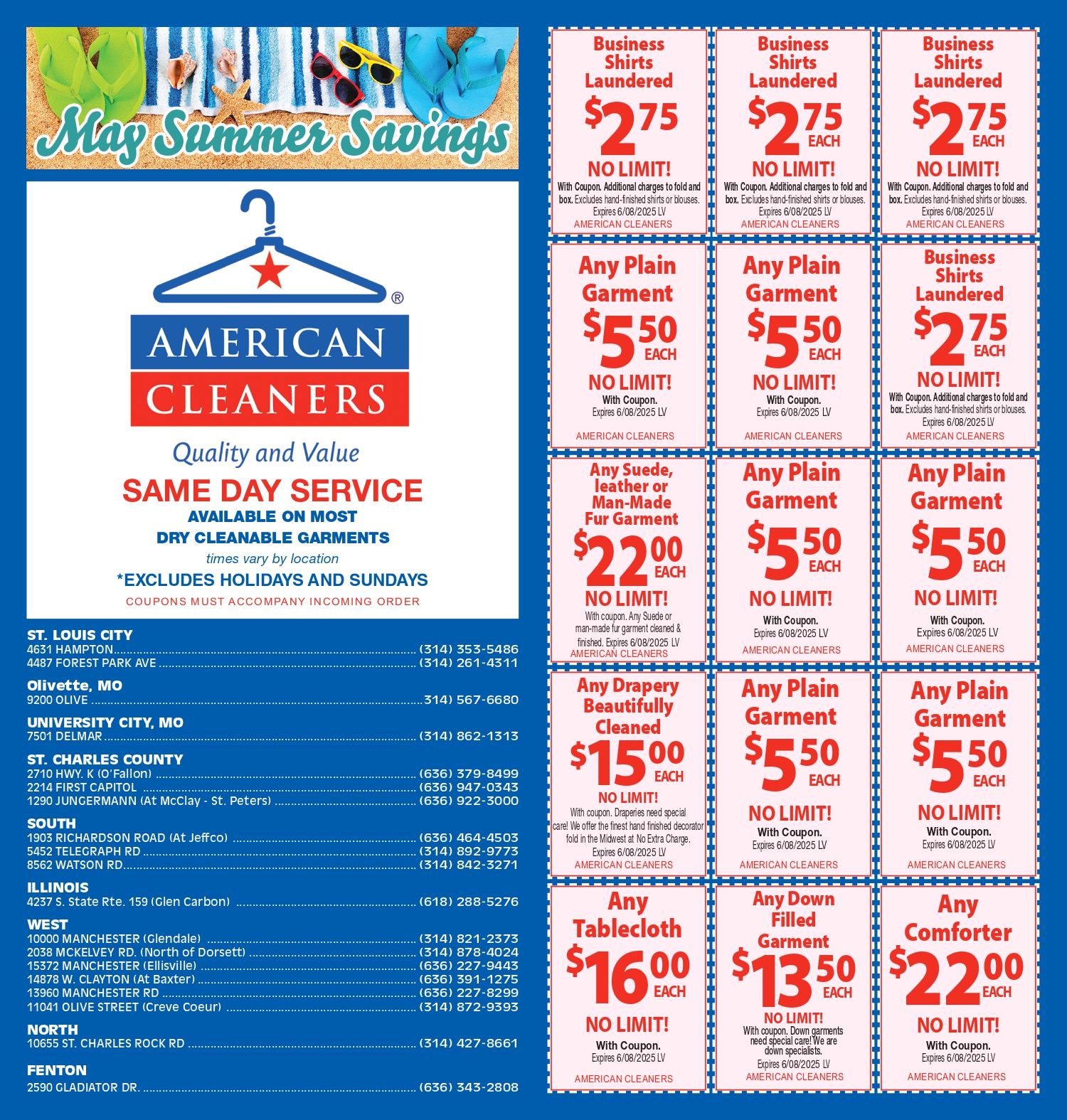 May Summer Savings Ads for American Cleaners